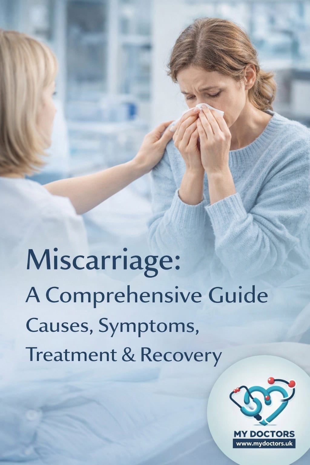 Healthcare professional offering emotional support to a patient during miscarriage care and recovery