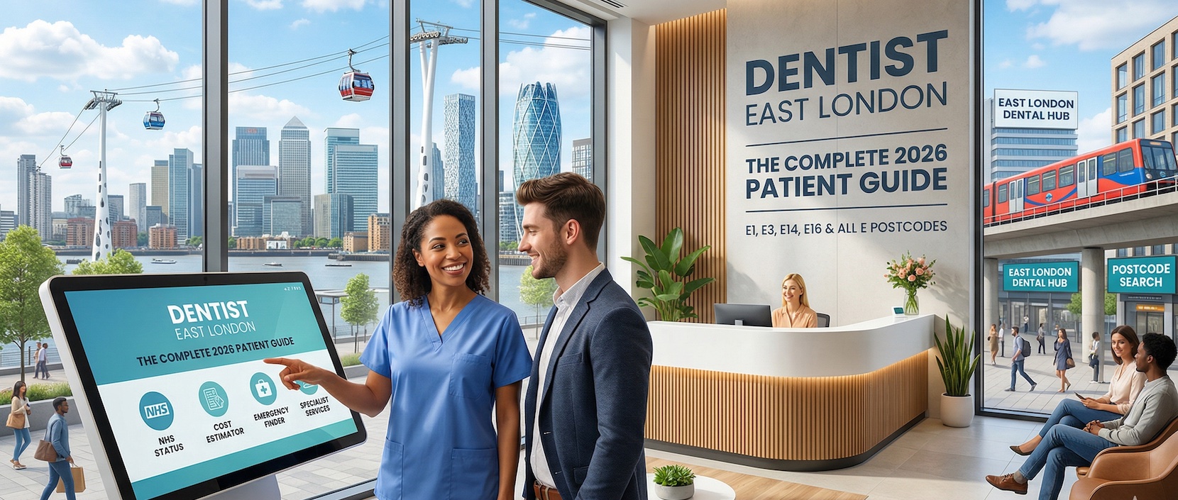Complete 2026 Patient Guide for top dentists in East London interactive clinic search for E1, E3, E14, and E16 postcodes.